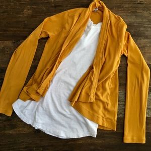 Anthro mustard draping cardigan, soft, small